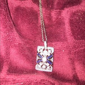 lab creat. sapph.white diam. sim. Rhod. pend.