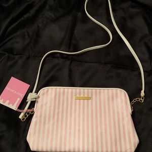 Pink and white striped cross body