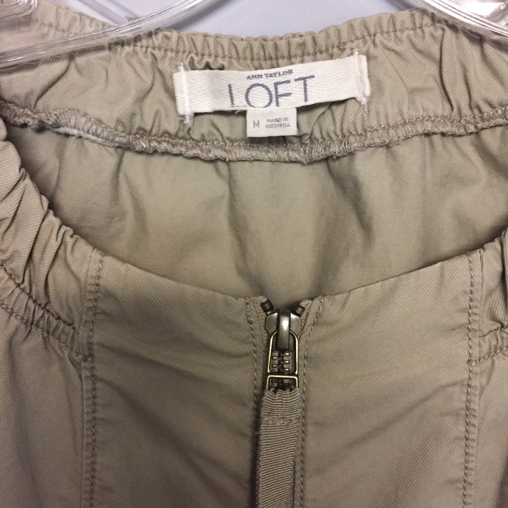 LOFT Khaki Jacket with Ruffle Back - Picture 3 of 3