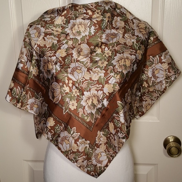 Vintage Accessories - Vintage Berkshire Floral Silk Hand Rolled Scarf