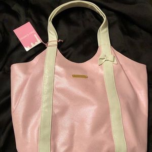 Pink and white tote