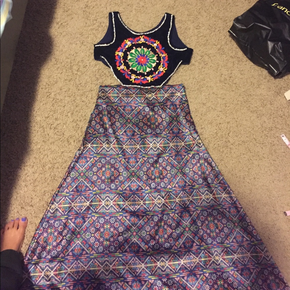 Pakistani indian gown with cut outs