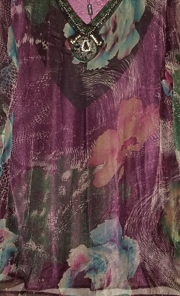 Zashi Sheer Snakeskin Plum Blouse
