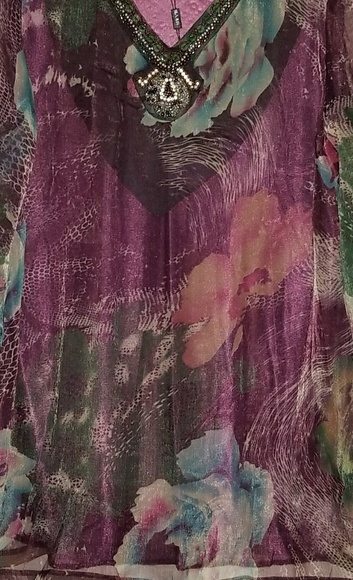 Zashi Sheer Snakeskin Plum Blouse - Picture 1 of 3