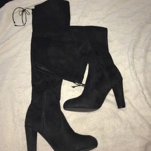 Tie Back Thigh High Boots