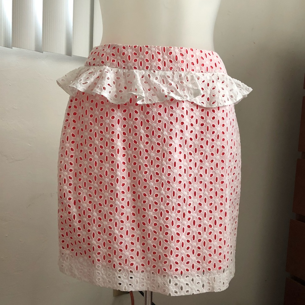 ASOS NWT pink and white peplum skirt.