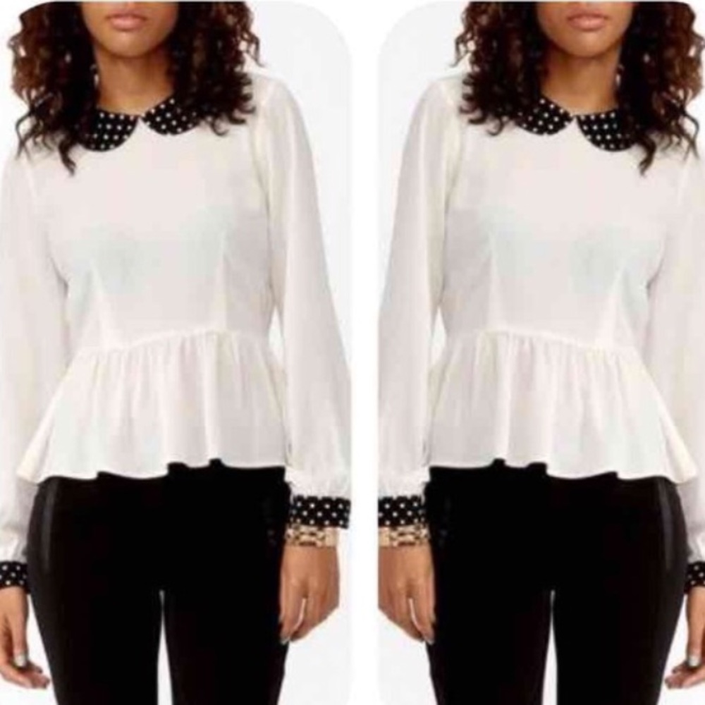 White Blouse With Black Polka Dot Peter Pan Collar