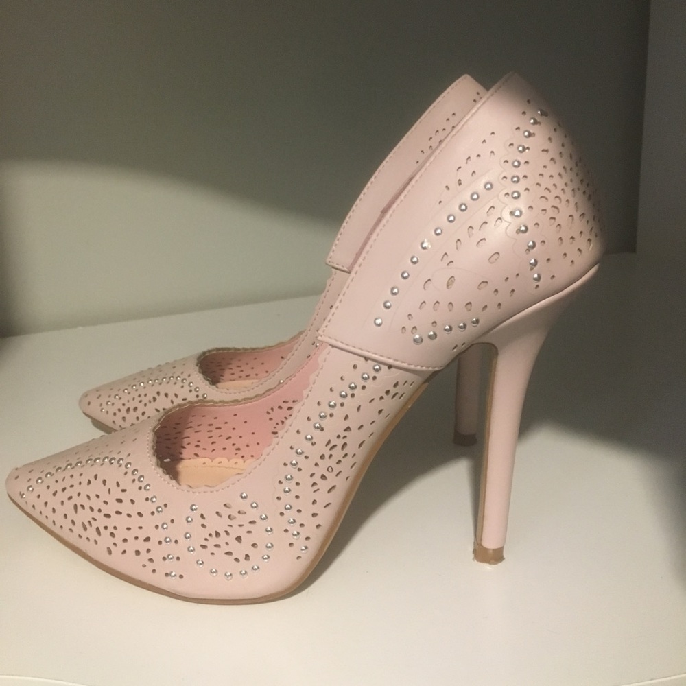 Studded Pink Cut-Out Heels