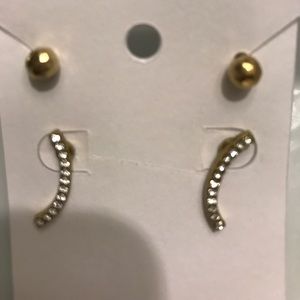 Silpada brass studs and brass & crystal earrings