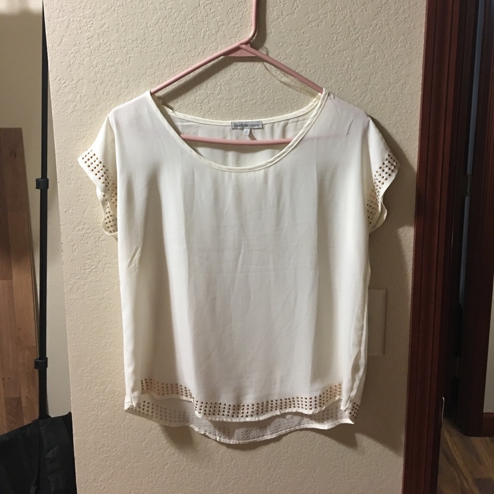 Charlotte Russe Cream blouse w/ Rose gold jewels