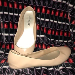 Wide Width Faux Patent Leather Nude Flats