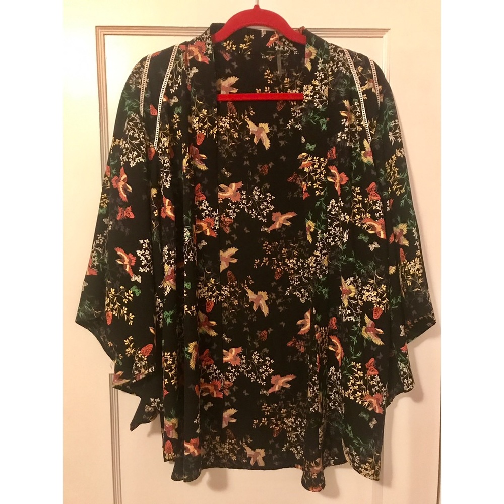 Black Printed Kimono