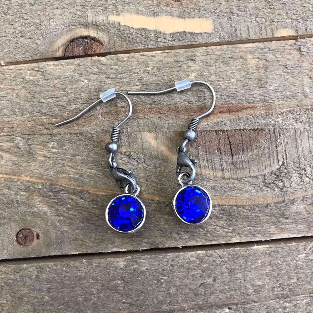 3 for $25 Handmade Dark Blue Dangle Earrings - Picture 1 of 2