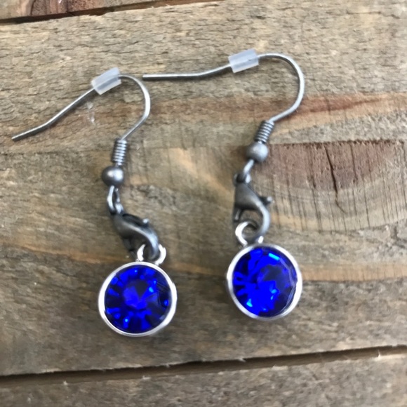 3 for $25 Handmade Dark Blue Dangle Earrings - Picture 2 of 2