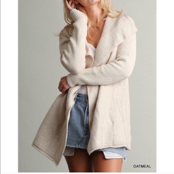 Umgee Sweaters - Umgee Oatmeal Open Front Double Breasted Cardigan