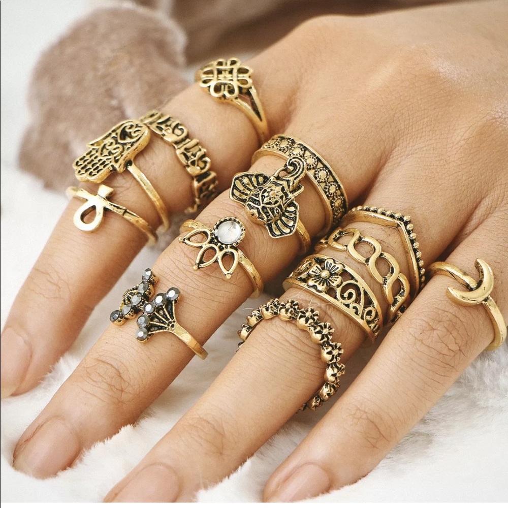 🌸 Bohemian 13pc ring set