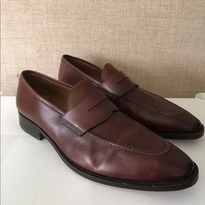 Santoni Tristan Penny Loafers Brown Size 11.5