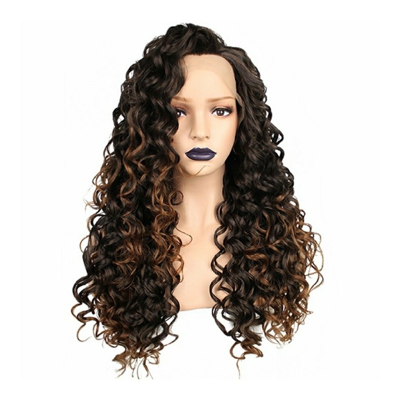 Curly Brown Mix Lace Front Wig 22-24inches!! main image 4