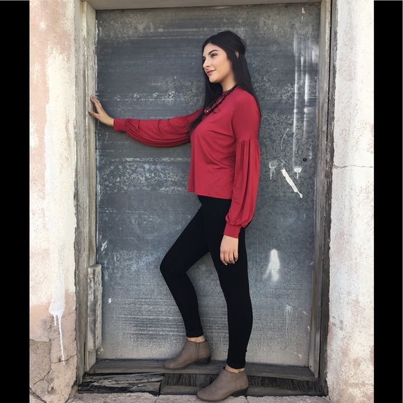 Long Sleeve Top Cranberry-LAST ONE - Picture 3 of 5