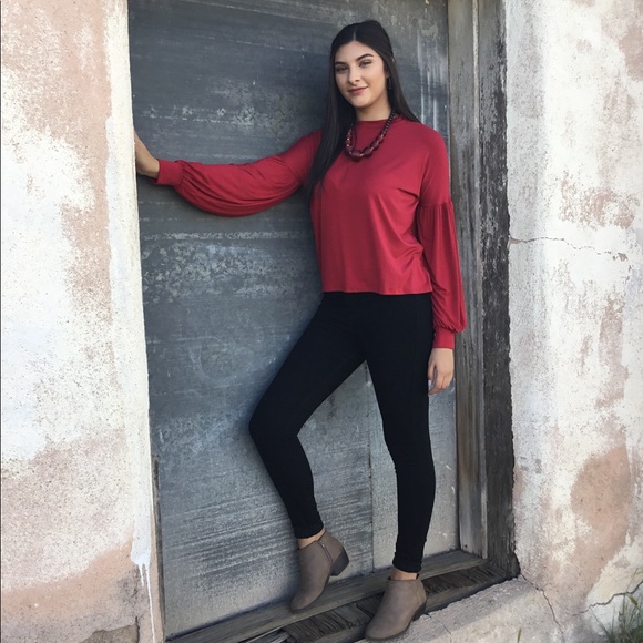 Long Sleeve Top Cranberry-LAST ONE - Picture 2 of 5