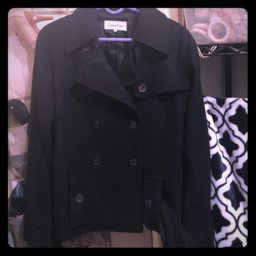 Calvin Klein black pea coat