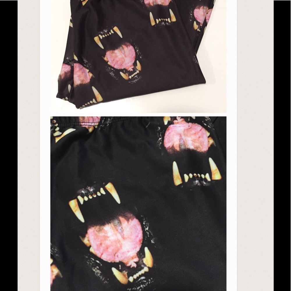 Halloween leggings cat fangs leggings