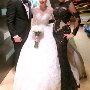 Black sequen mesh evening gown