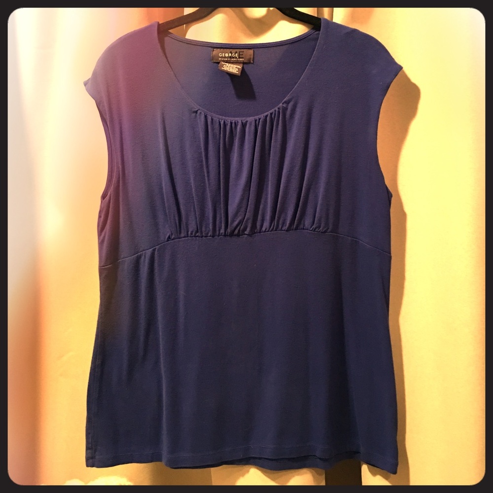Royal blue cap sleeve knit top