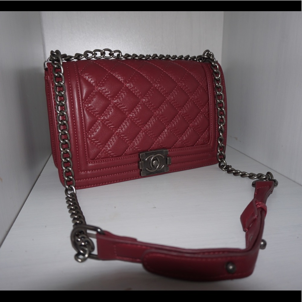 Red satchel bag