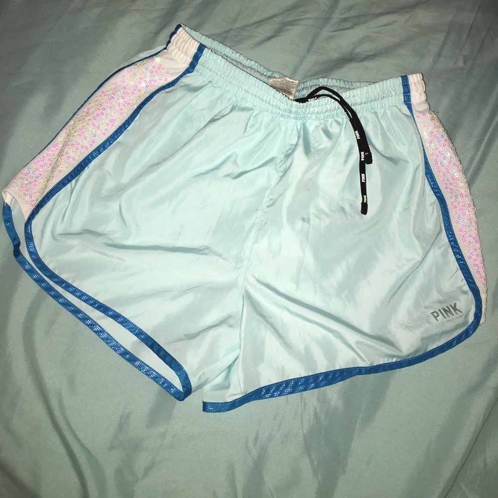 Pink Victoria’s Secret bling running shorts