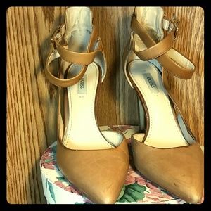 leather ankle - strap heels  . Size 9 Medium