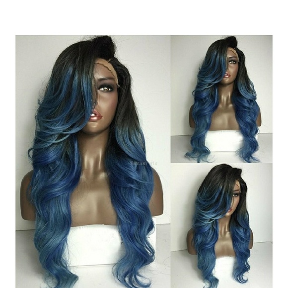 Ombre Blue Black Beauty Lacefront Wig 22-24inches