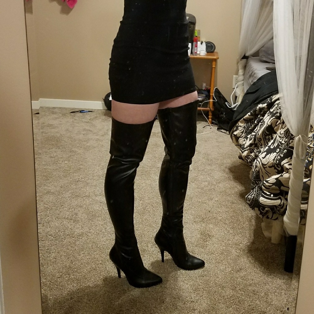 Black thigh high boots / heels