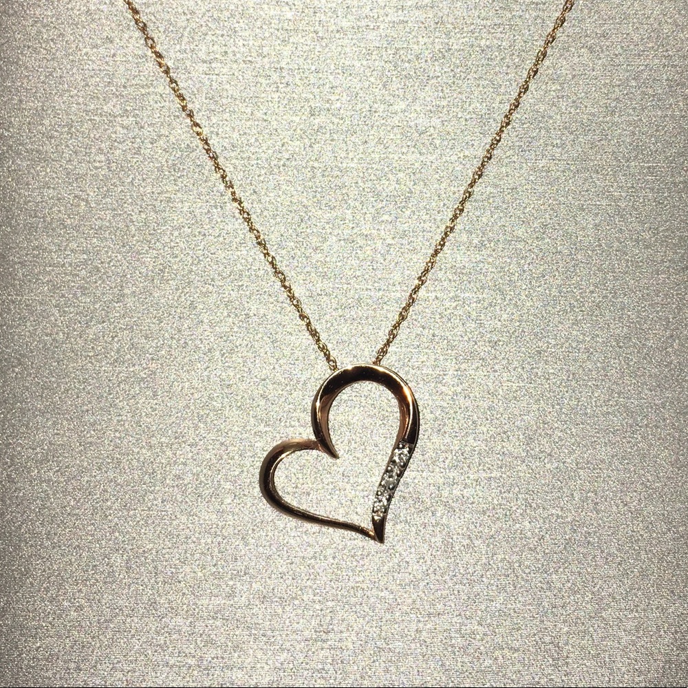 10k rose gold heart pendant necklace - Picture 1 of 3