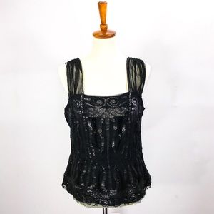 Magaschoni Collection Black beaded top size 12