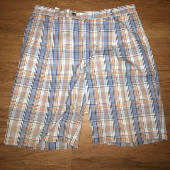 Cutter & Buck Blue Orange Plaid Shorts - Picture 1 of 2