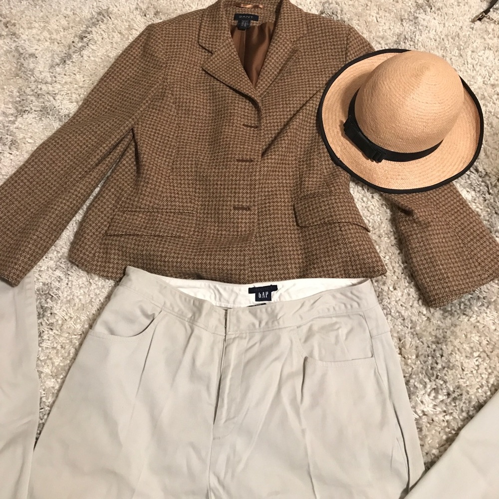 Brown Pattern Wool Jacket - image 1