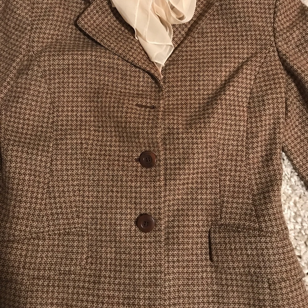 Brown Pattern Wool Jacket - image 3