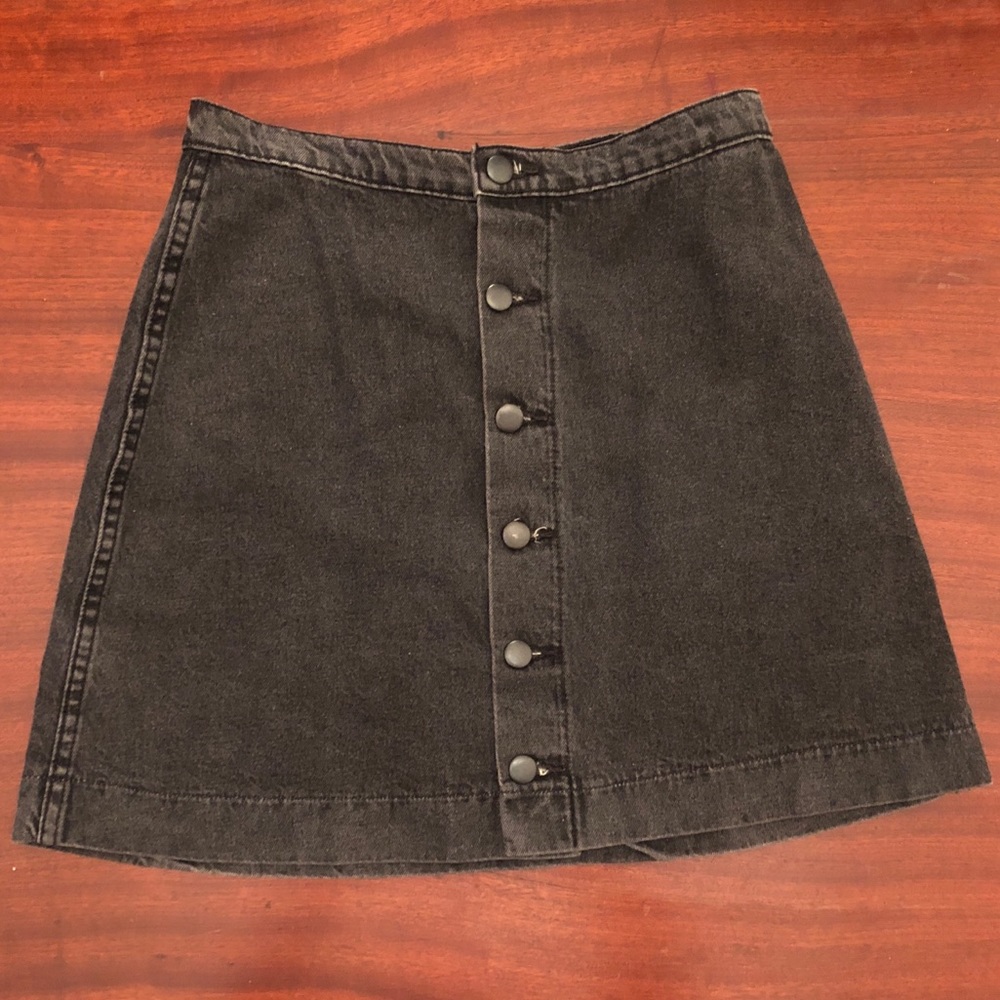 American Apparel A-Line Faded Blck Button up Skirt