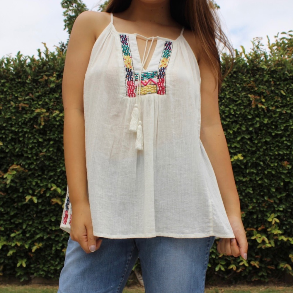 ROMEO AND JULIET COUTURE EMBROIDERED TANK TOP