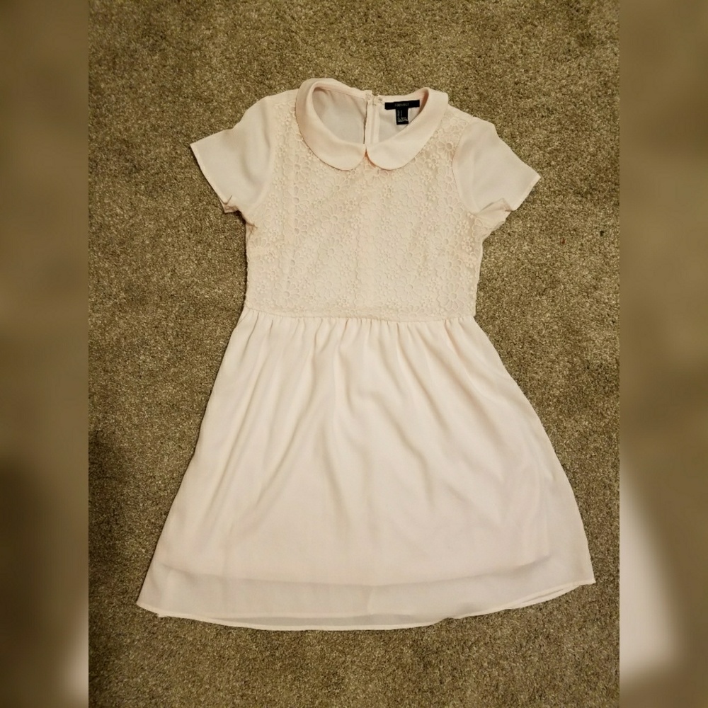 Blush pink peter pan collared lace dress