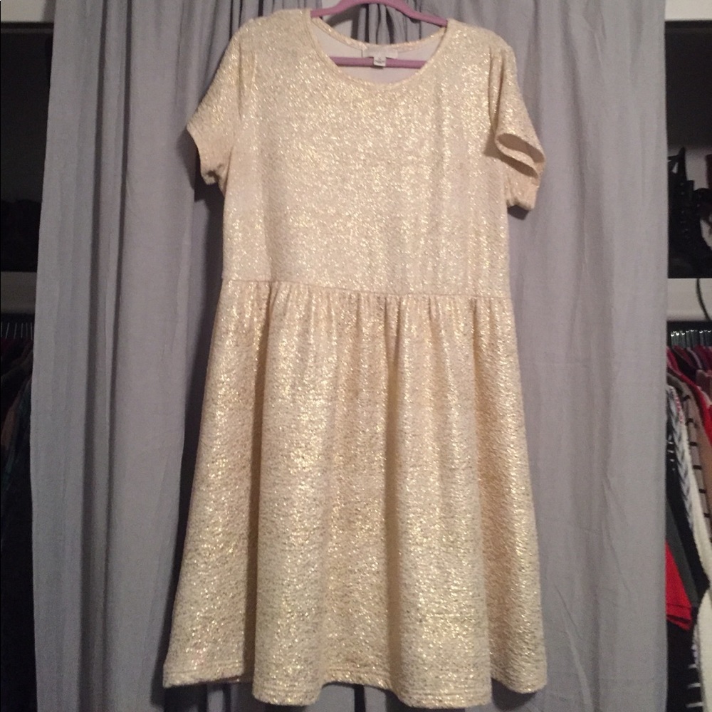 F21+ Gold Fleck Skater Dress