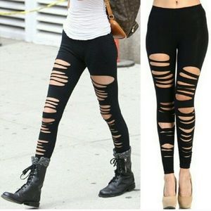 Black ripped leggings