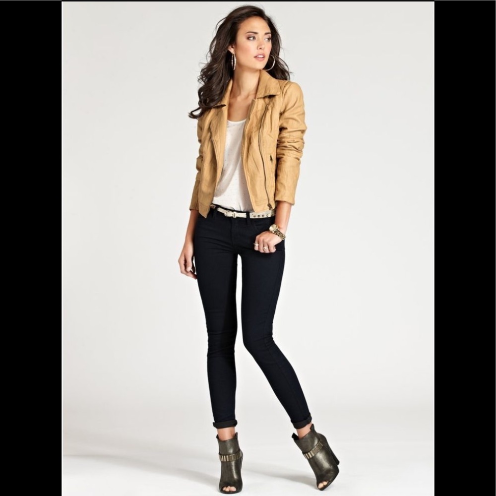 GUESS Tan Carly Faux Leather Jacket