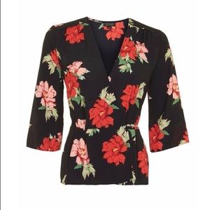 Topshop Floral Wrap Top
