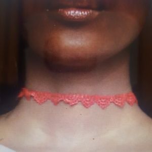 Set of crochet and velvet chokers with earrings