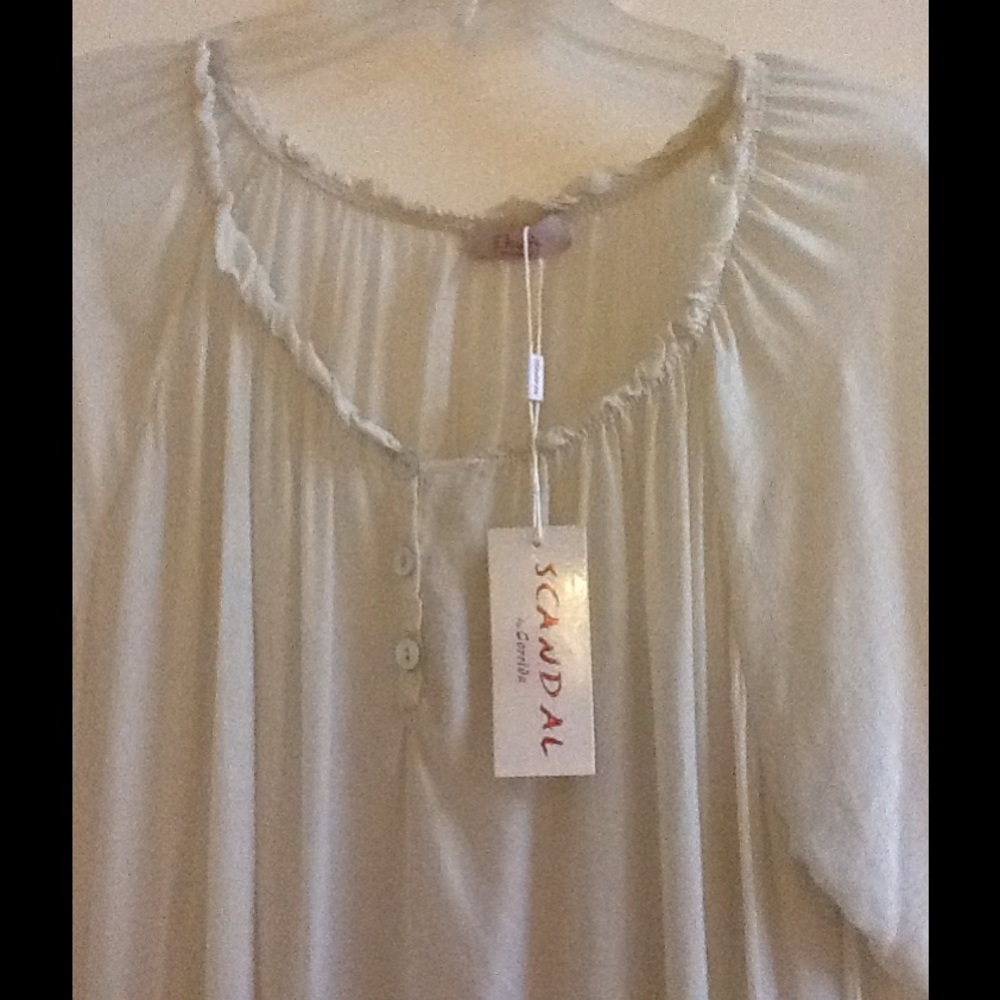 Scandal off white long-sleeve sheer blouse - Picture 2 of 5