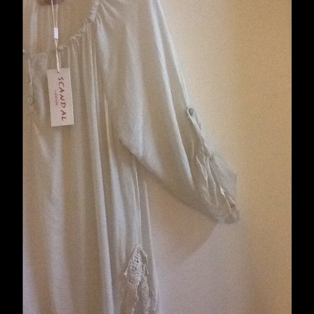 Scandal off white long-sleeve sheer blouse - Picture 3 of 5