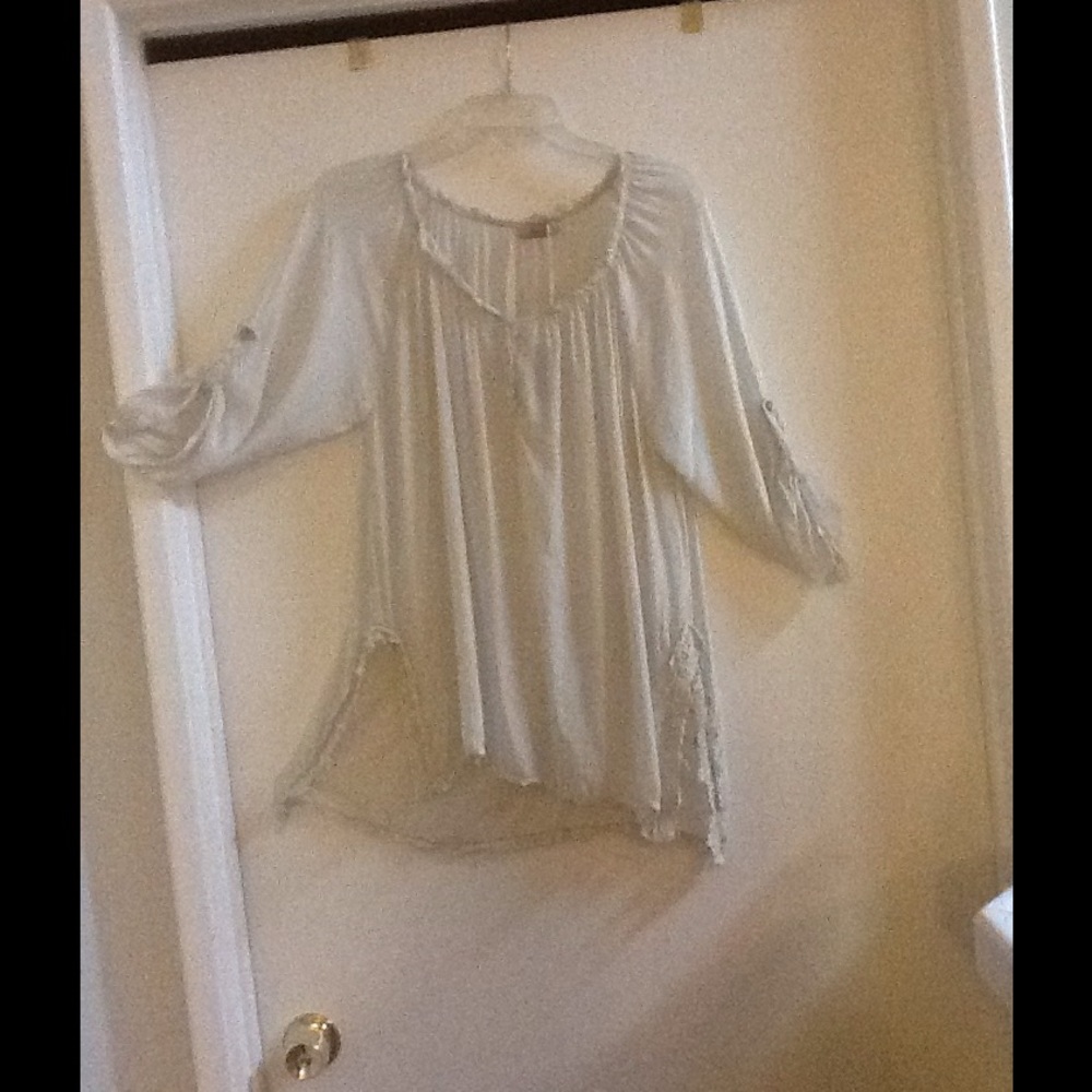 Scandal off white long-sleeve sheer blouse - Picture 5 of 5