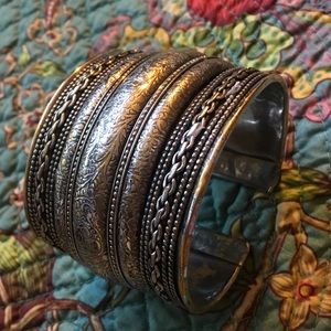 Unique multi textured statement cuff bracelet